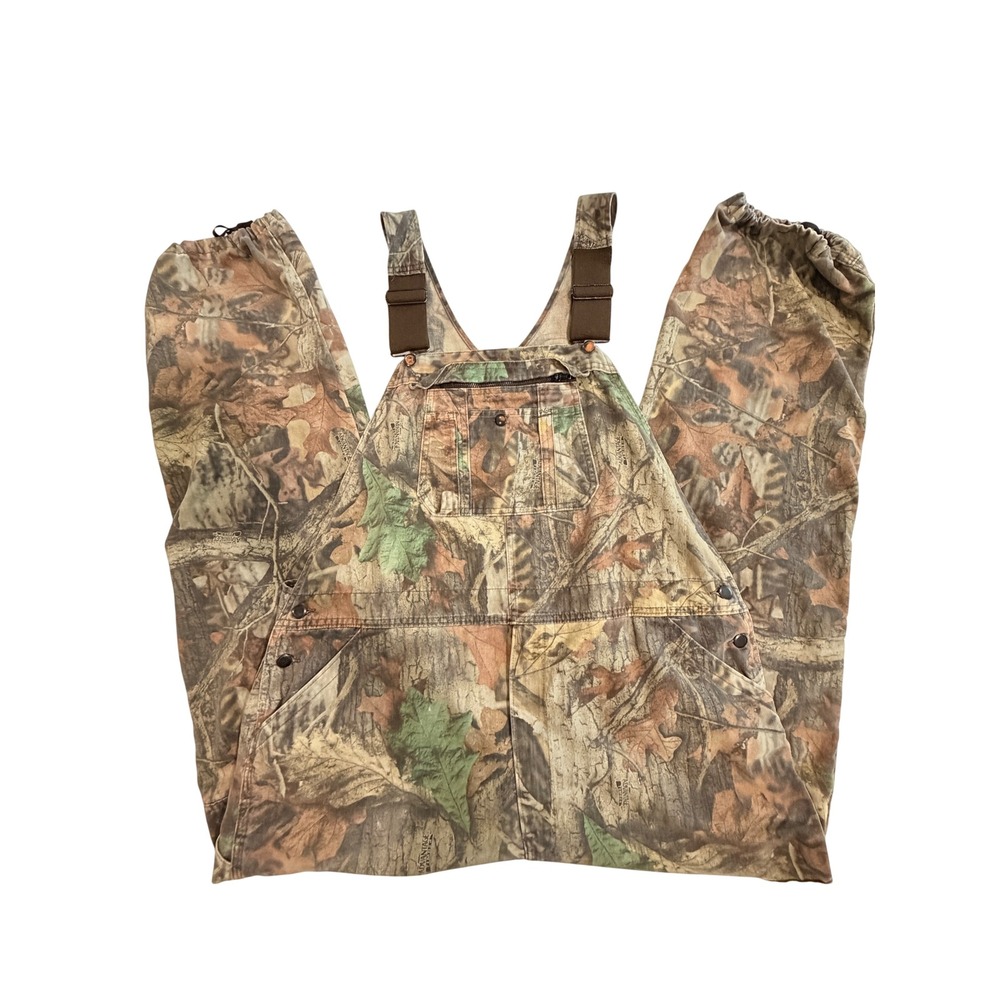 Vintage RedHead Mens Overalls Camo Green Brown Hunting Advantage Timber Bibs